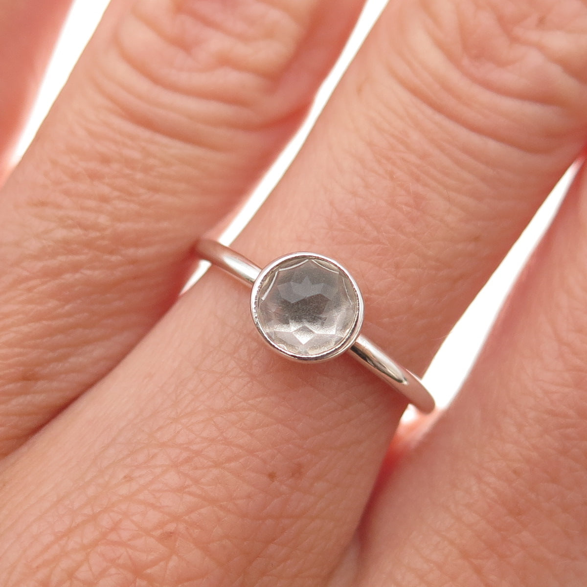 Pandora 925 Sterling Silver Clear Crystal Poetic Droplet Ring Size 6