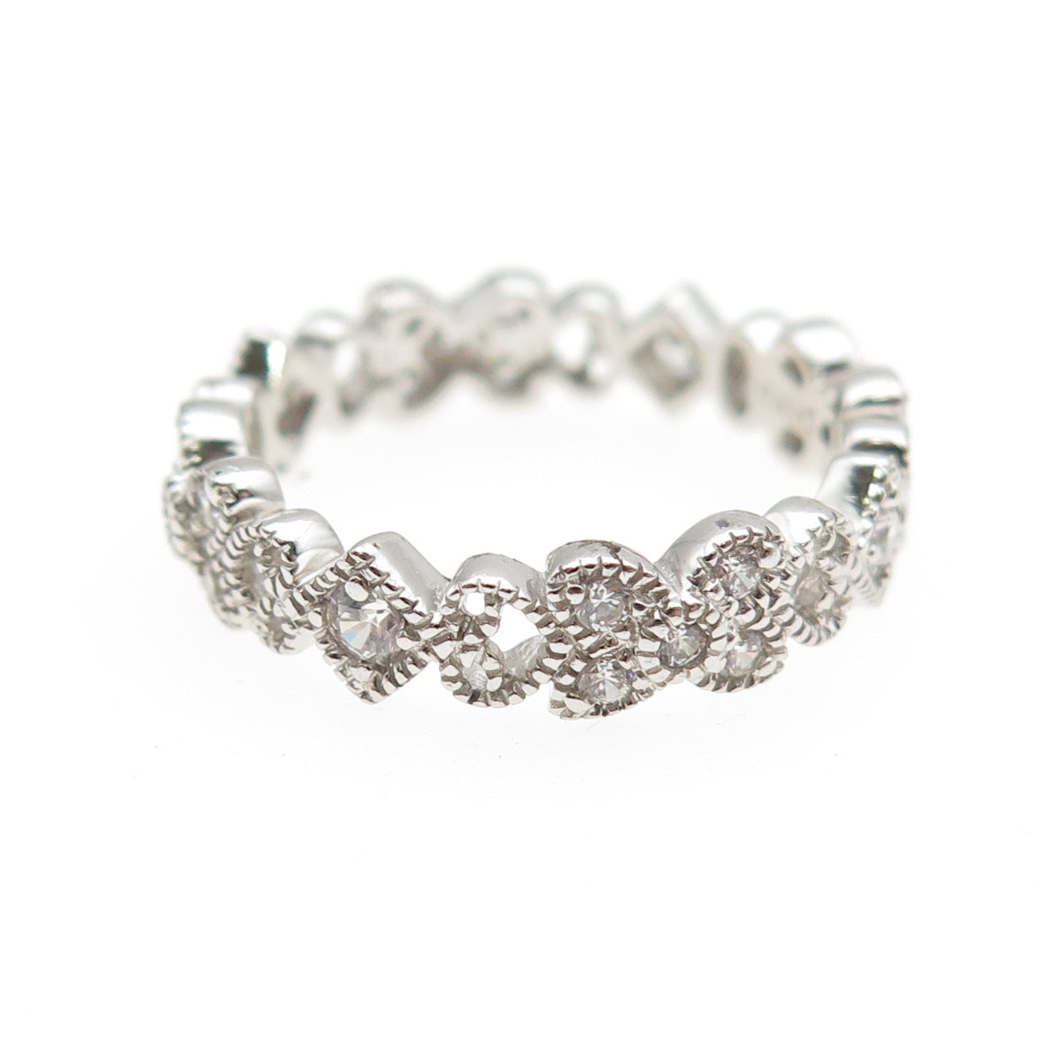 ROSS SIMONS 925 Sterling Silver Round-Cut C Z Heart Butterfly Band Ring Size 7