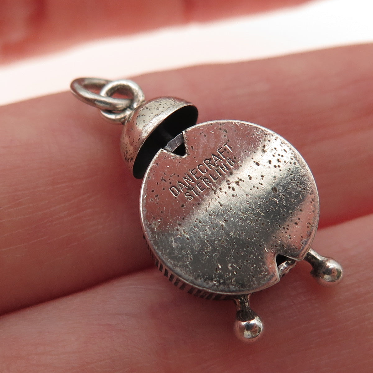Danecraft 925 Sterling Silver Antique Art Deco Alarm Clock 3D Mini Charm Pendant