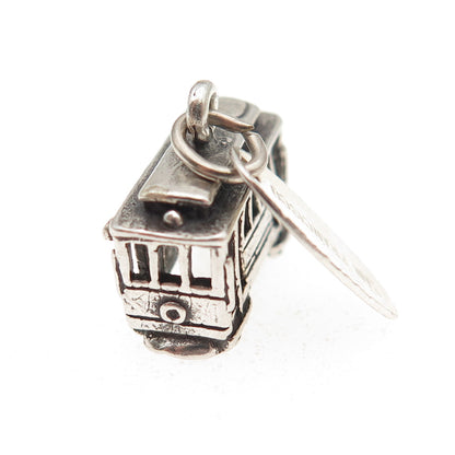 MAISELS INDIAN 925 Sterling Silver Vintage SF Cable Car 3D Mini Charm Pendant