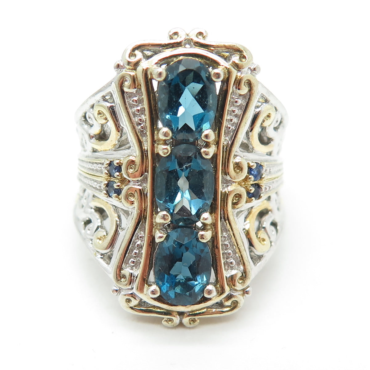 MICHAEL VALITUTTI Gems En Vogue Sterling Sapphire & London Topaz Ring Size 6.25