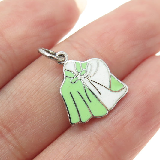 925 Sterling Silver Vintage Enamel Magical House Robe Charm Pendant