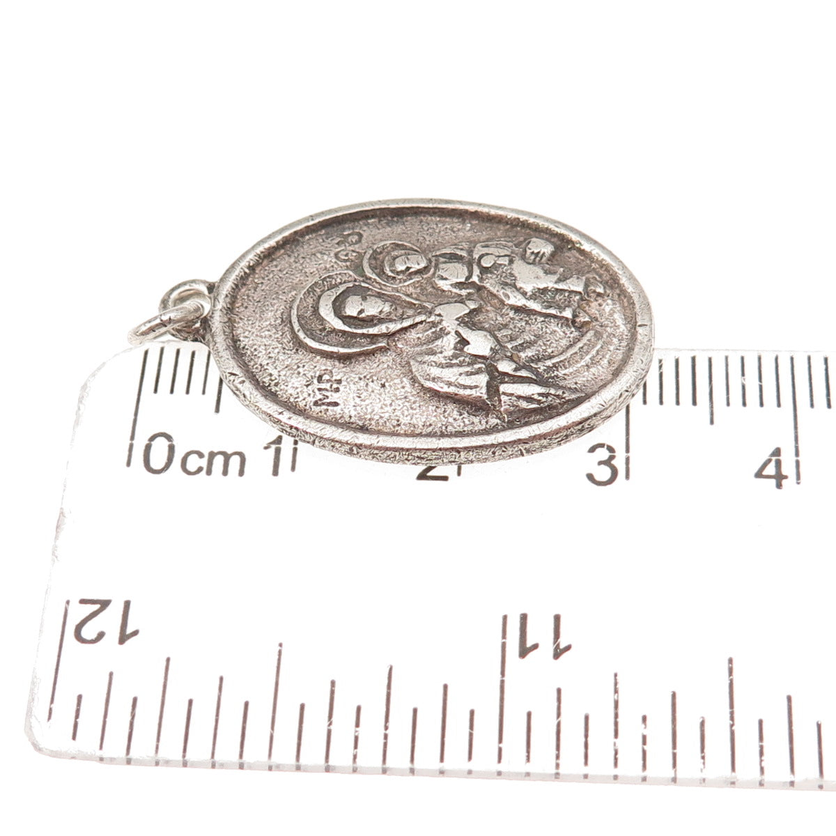 925 Sterling Silver Antique Art Deco Saint Anne Religious Medal Charm Pendant
