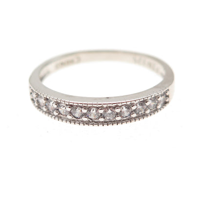 925 Sterling Silver Round-Cut C Z Half Eternity Band Ring Size 7.25