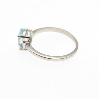 Dazzlers 925 Sterling Silver Real Oval-Cut Blue Topaz Ring Size 6