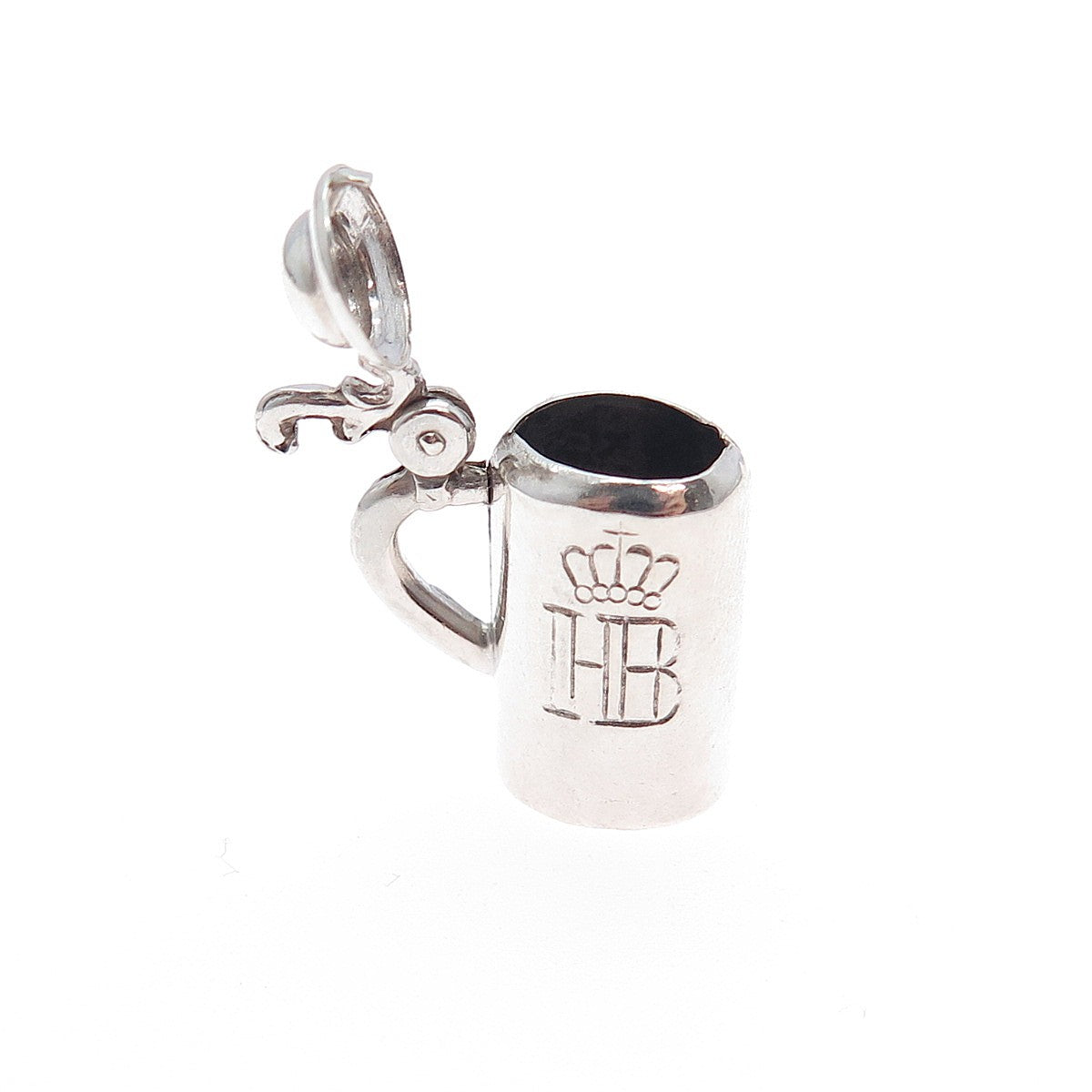 800 Silver Antique Beer Stein Monogram Locket Mini 3D Charm Pendant