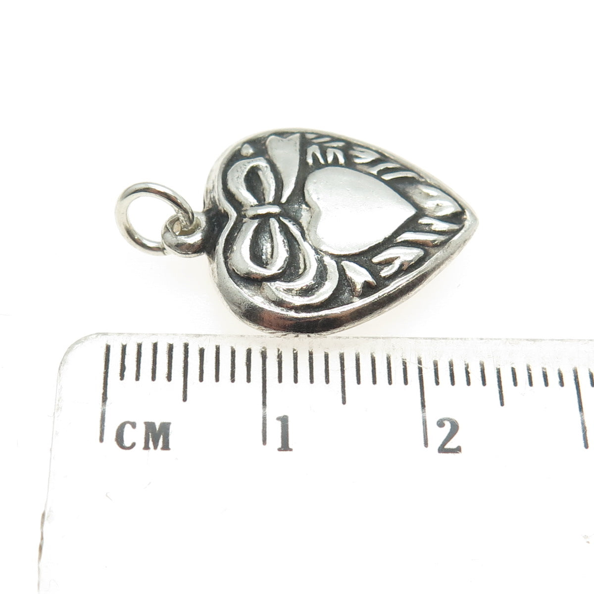 925 Sterling Silver Vintage Puffy Heart Charm Pendant