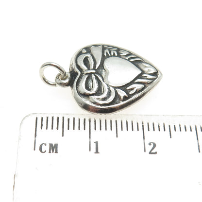 925 Sterling Silver Vintage Puffy Heart Charm Pendant