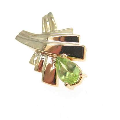 925 Sterling Silver Gold Plated Real Peridot Gemstone Slide Pendant