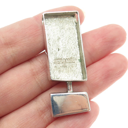 JERAMIE 925 Sterling Silver Vintage Real Opal Modernist Slide Pendant