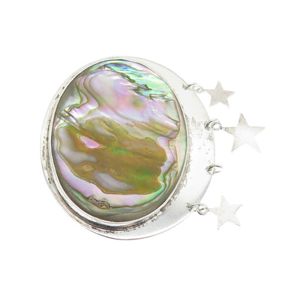 GFMW Great Falls Metal Works Sterling Silver Vintage Abalone Shell Star Brooch