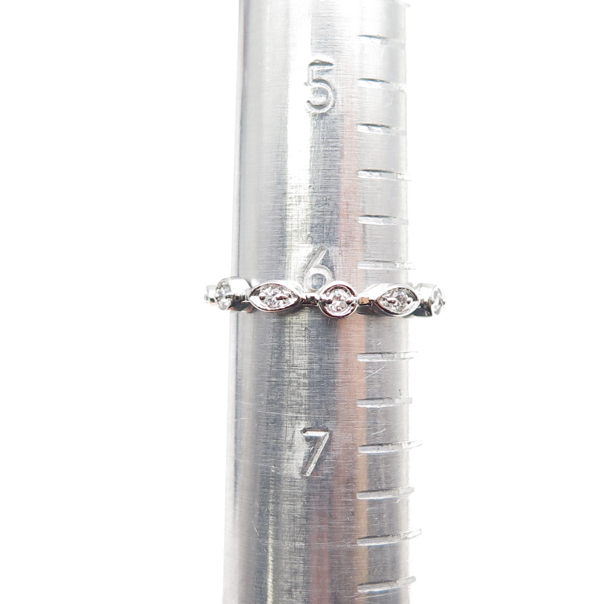 925 Sterling Silver Round-Cut C Z Eternity Stackable Band Ring Size 6.25