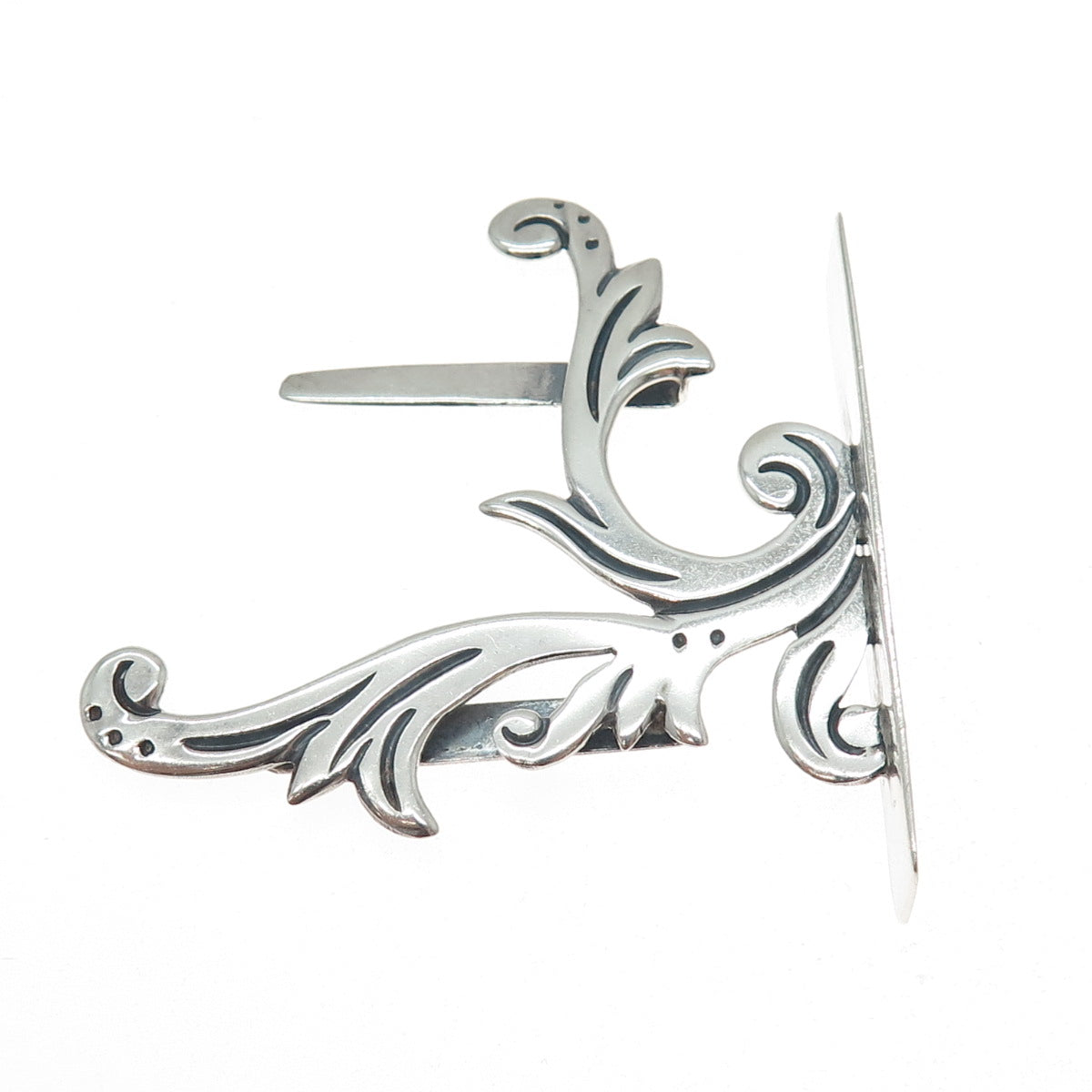 MARICELA 925 Sterling Silver Vintage Mexico Modernist Floral Place Card Holder