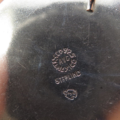 925 Sterling Silver Vintage Mexico Mayan Calendar Oxidized Pin Brooch / Pendant