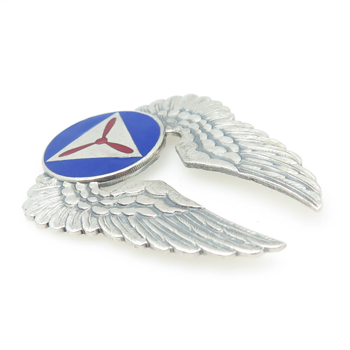 GEMSCO Sterling Silver Antique WWII Enamel Civil Air Patrol Officer Cap Brooch