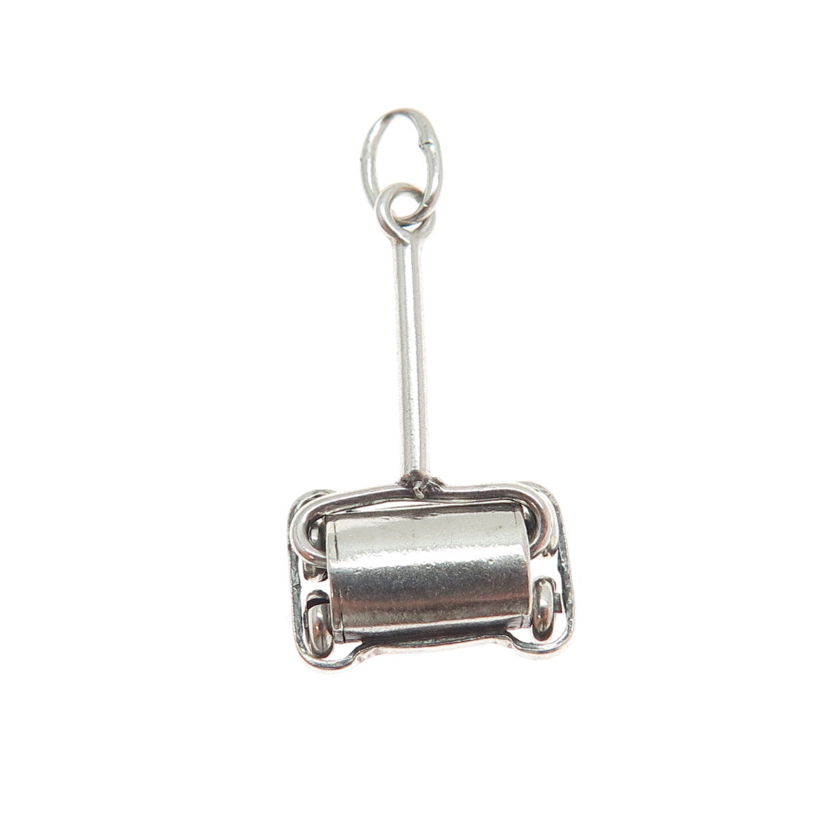 925 Sterling Silver Antique Vacuum Cleaner Movable Minimalist 3D Charm Pendant