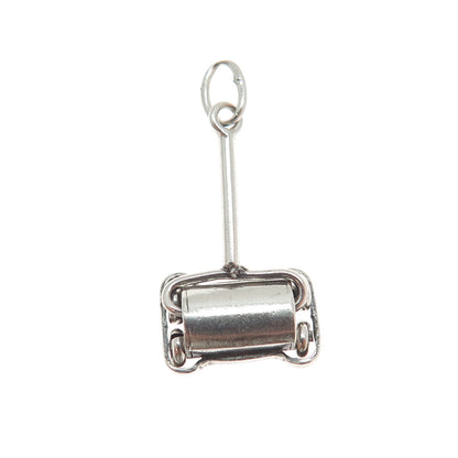 925 Sterling Silver Antique Vacuum Cleaner Movable Minimalist 3D Charm Pendant