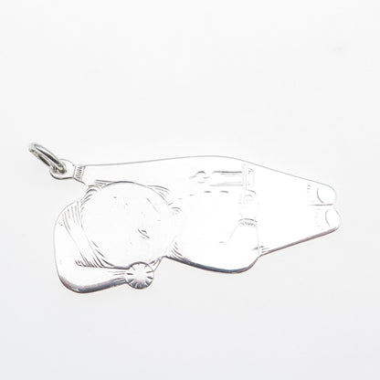 LUNT 925 Sterling Silver Vintage Tiny Tot Boy w/ Candle Ornament Pendant