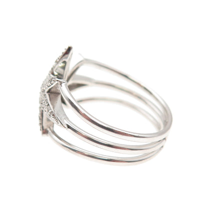 DSMK 925 Sterling Silver Round-Cut C Z North Star Multi-Row Ring Size 7.25