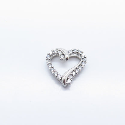 925 Sterling Silver C Z Open Heart Slide Pendant