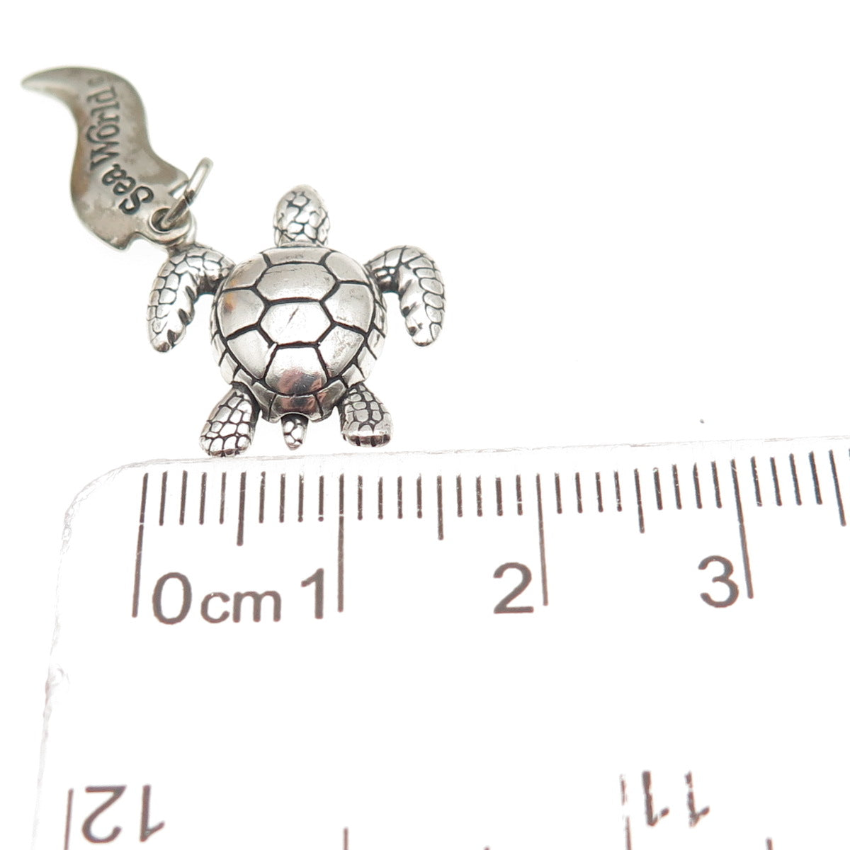WHEELER MFG 925 Sterling Silver Vintage Turtle Sea World Mini Charm Pendant
