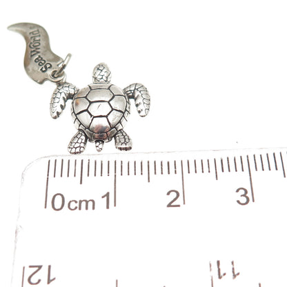 WHEELER MFG 925 Sterling Silver Vintage Turtle Sea World Mini Charm Pendant