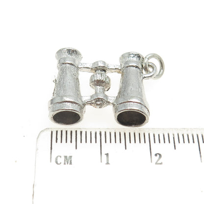 925 Sterling Silver Antique Art Deco Binoculars 3D Charm Pendant