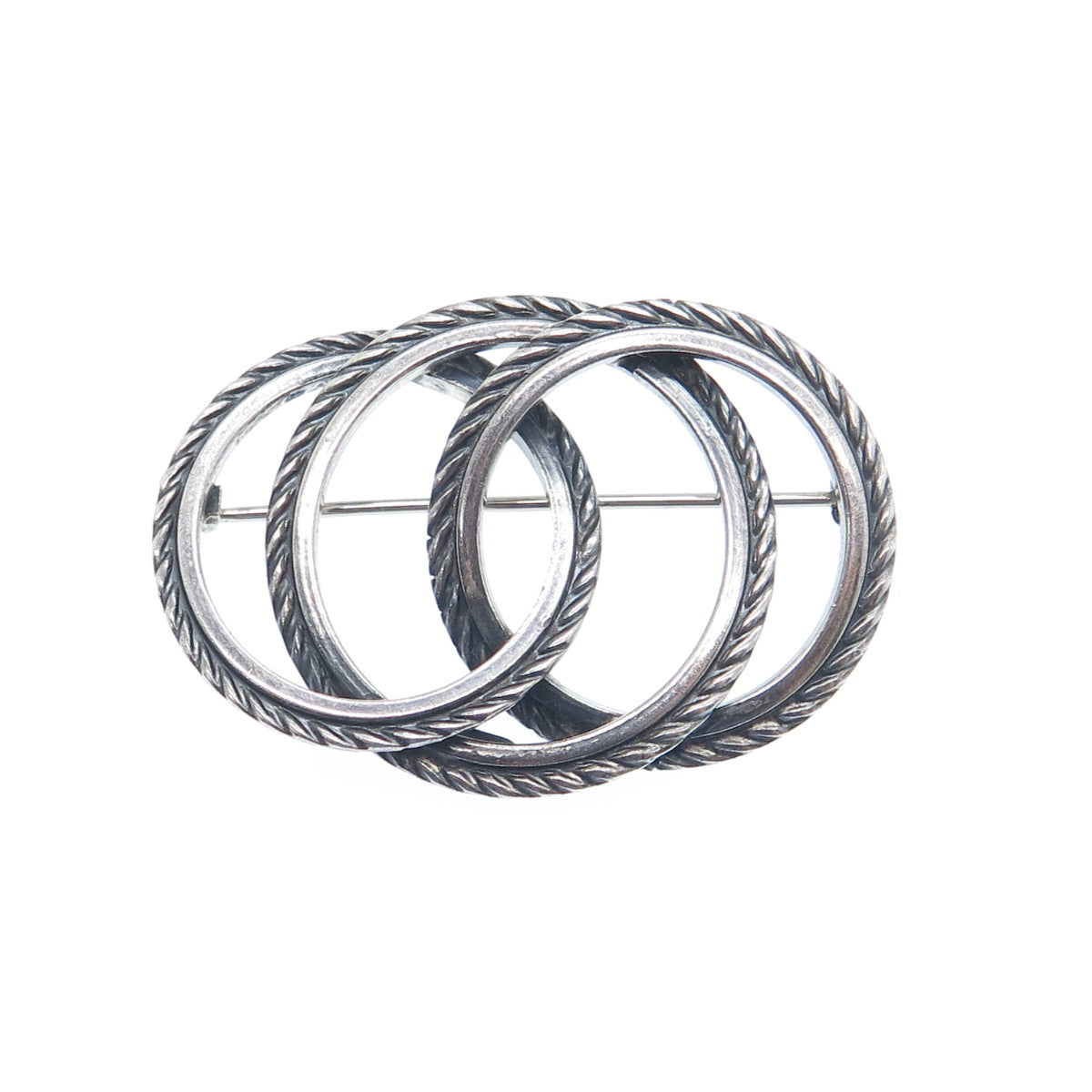 DANECRAFT FELCH & CO. 925 Sterling Silver Vintage Interlocked Circles Pin Brooch