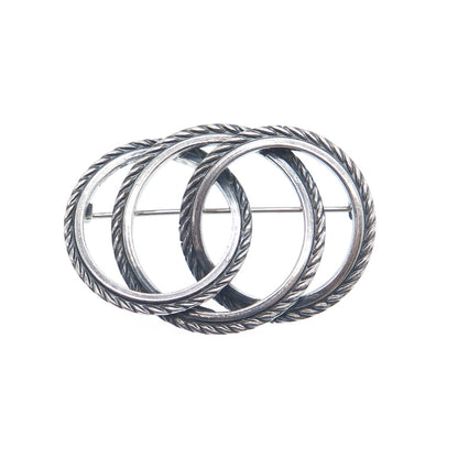DANECRAFT FELCH & CO. 925 Sterling Silver Vintage Interlocked Circles Pin Brooch