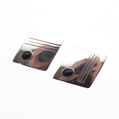 Old Pawn 925 Sterling Silver Vintage Southwestern Black Onyx Tribal Earrings
