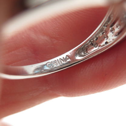 925 Sterling Silver Real London & Swiss Blue Topaz Cluster Ring Size 6