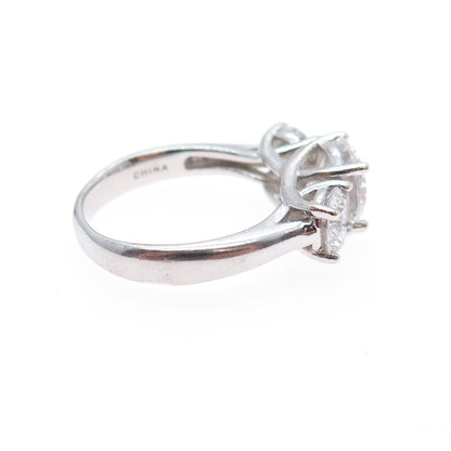 925 Sterling Silver Round-Cut C Z Engagement Ring Size 5.25