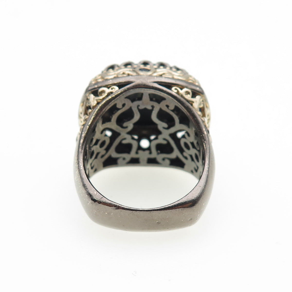 MICHAEL VALITUTTI Gems En Vogue Sterling 2-Tone Sapphire Hematite Ring Size 7.25