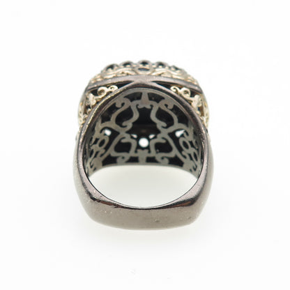 MICHAEL VALITUTTI Gems En Vogue Sterling 2-Tone Sapphire Hematite Ring Size 7.25