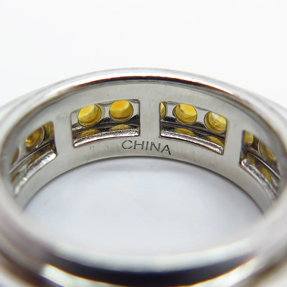 925 Sterling Silver Vintage Real Citrine Gemstone Rotating Band Ring Size 4.5