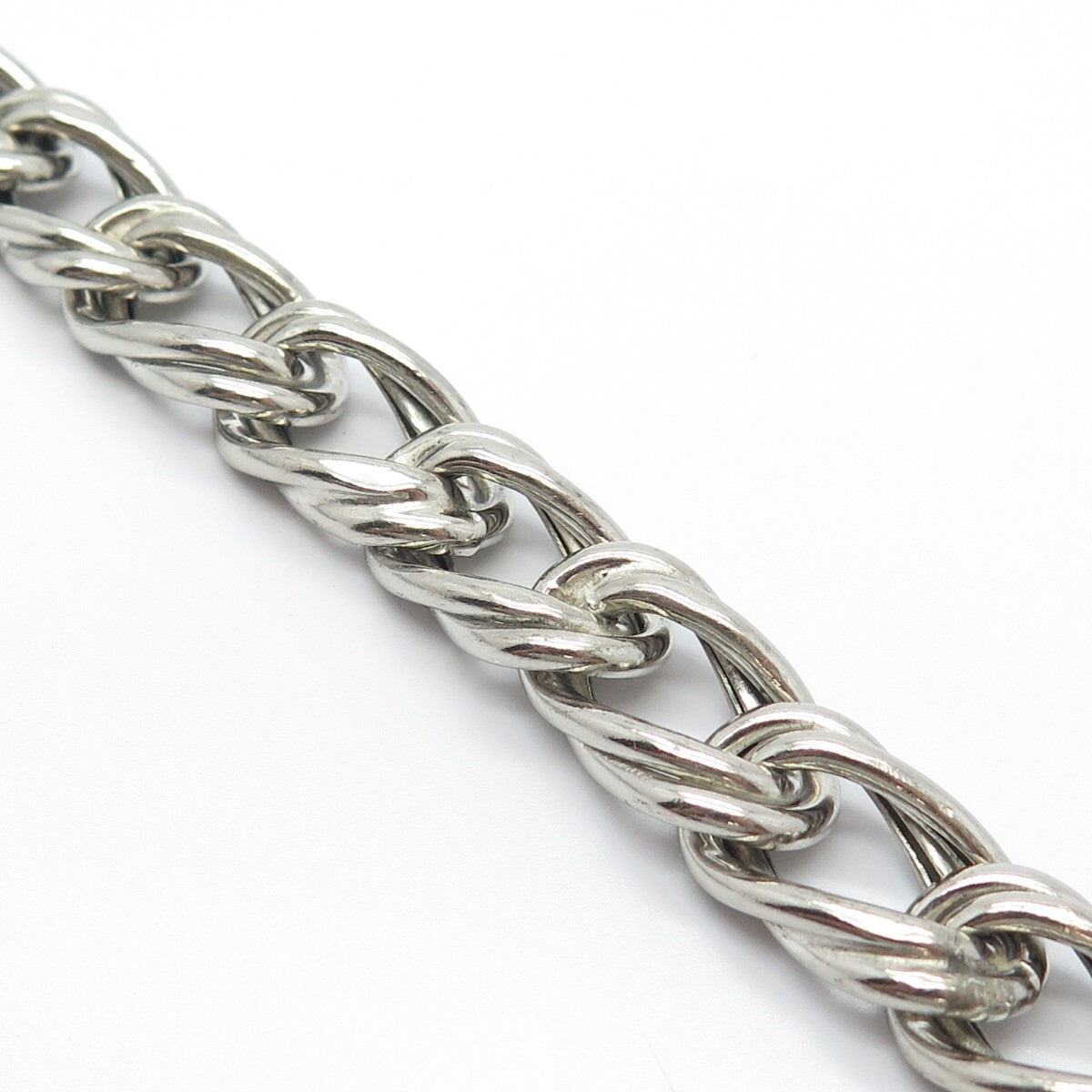 925 Sterling Silver Vintage Double Cable Link Bracelet 6.5"