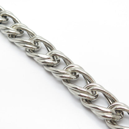 925 Sterling Silver Vintage Double Cable Link Bracelet 6.5"