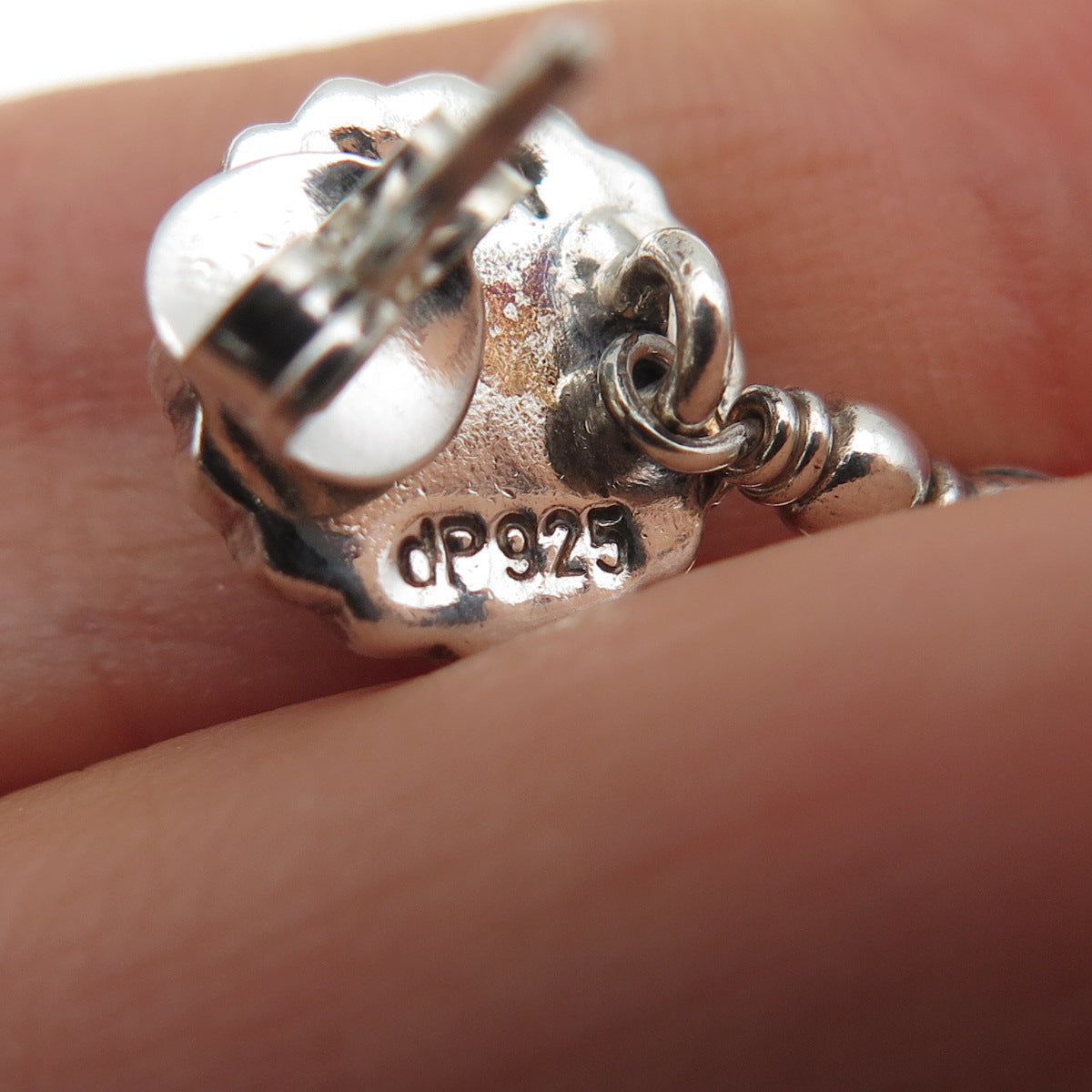 Doug Paulus 925 Sterling Silver Vintage Real Agate Flower Dangle Earrings