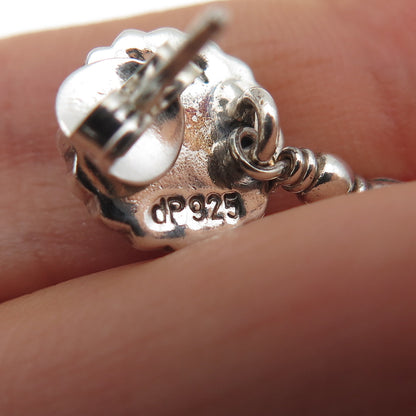 Doug Paulus 925 Sterling Silver Vintage Real Agate Flower Dangle Earrings