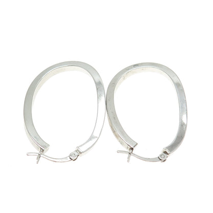 925 Sterling Silver Hinged Oval Hoop Earrings