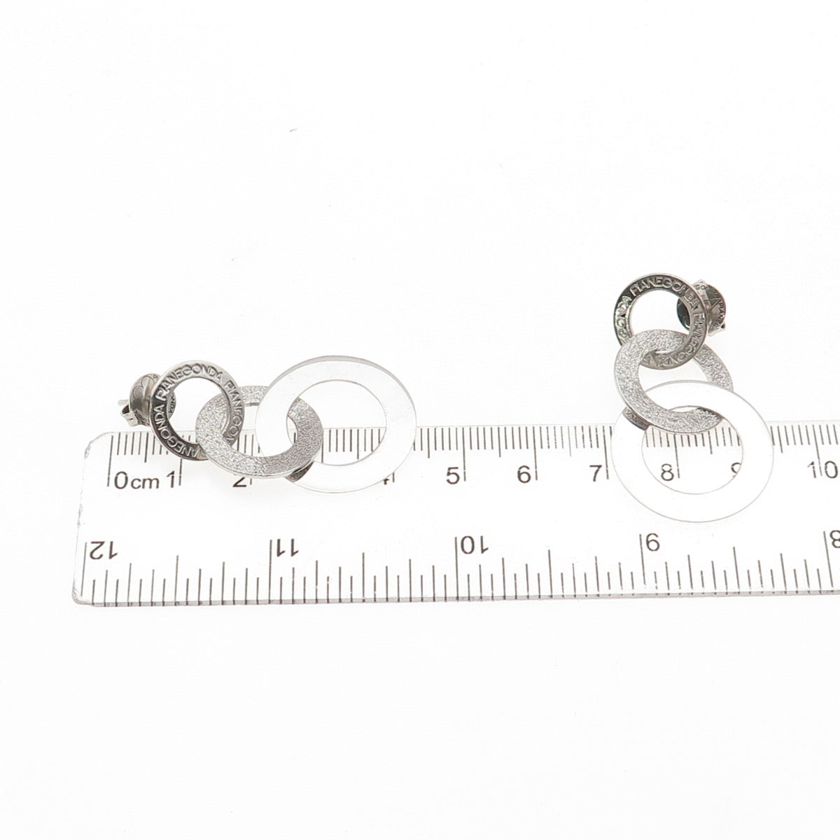 Pianegonda 925 Sterling Silver Italy Interlocked Circle Dangle Earrings