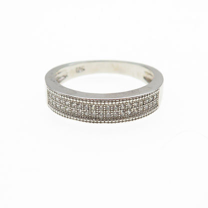 925 Sterling Silver Round-Cut C Z Half Eternity Band Ring Size 9.25