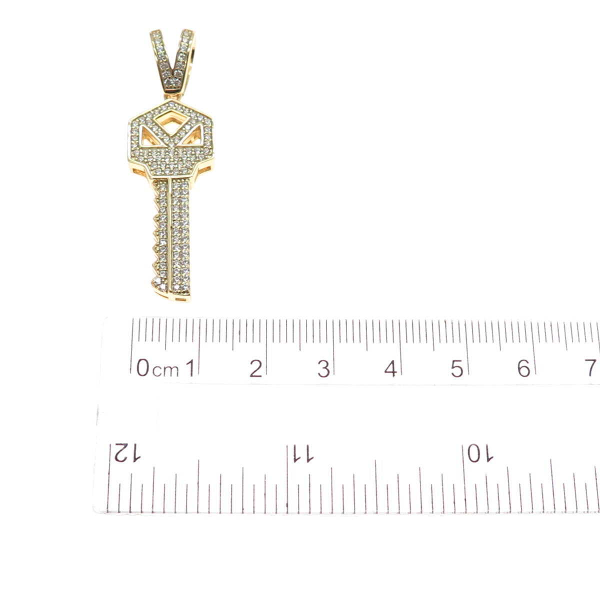 ATI ANNIKA WITT 925 Sterling Silver Gold Plated Round-Cut C Z Key Charm Pendant