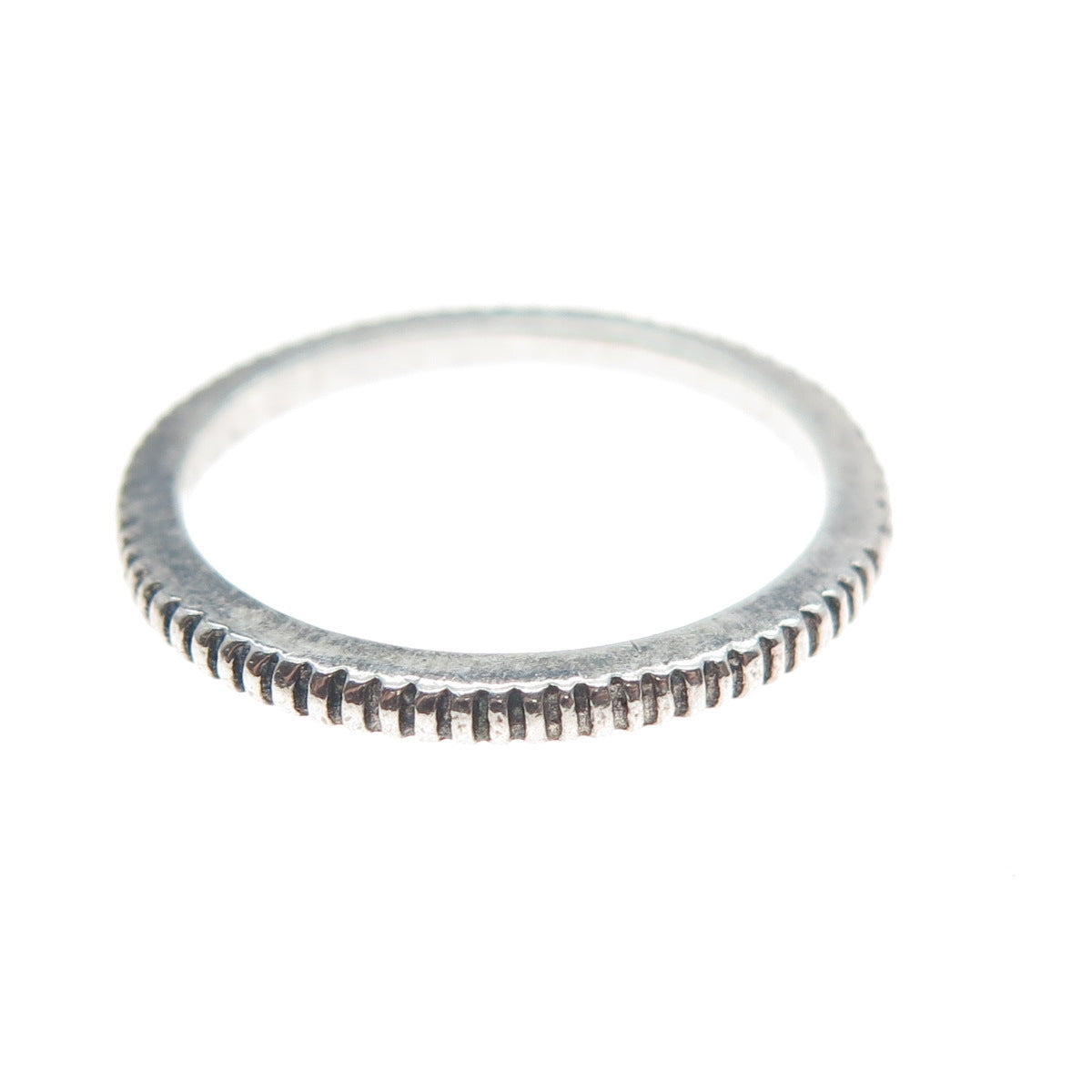925 Sterling Silver Vintage Ribbed Oxidized Band Ring Size 5.25