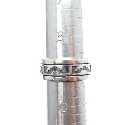 925 Sterling Silver Vintage Aztec Rotating Band Oxidized Ring Size 9.25
