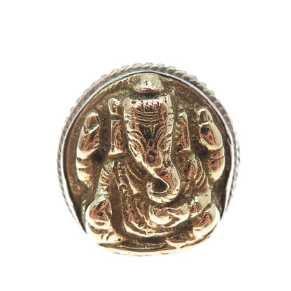 925 Sterling Silver 2-Tone Vintage Jaya Ganesha Elephant Ring Size 7.25