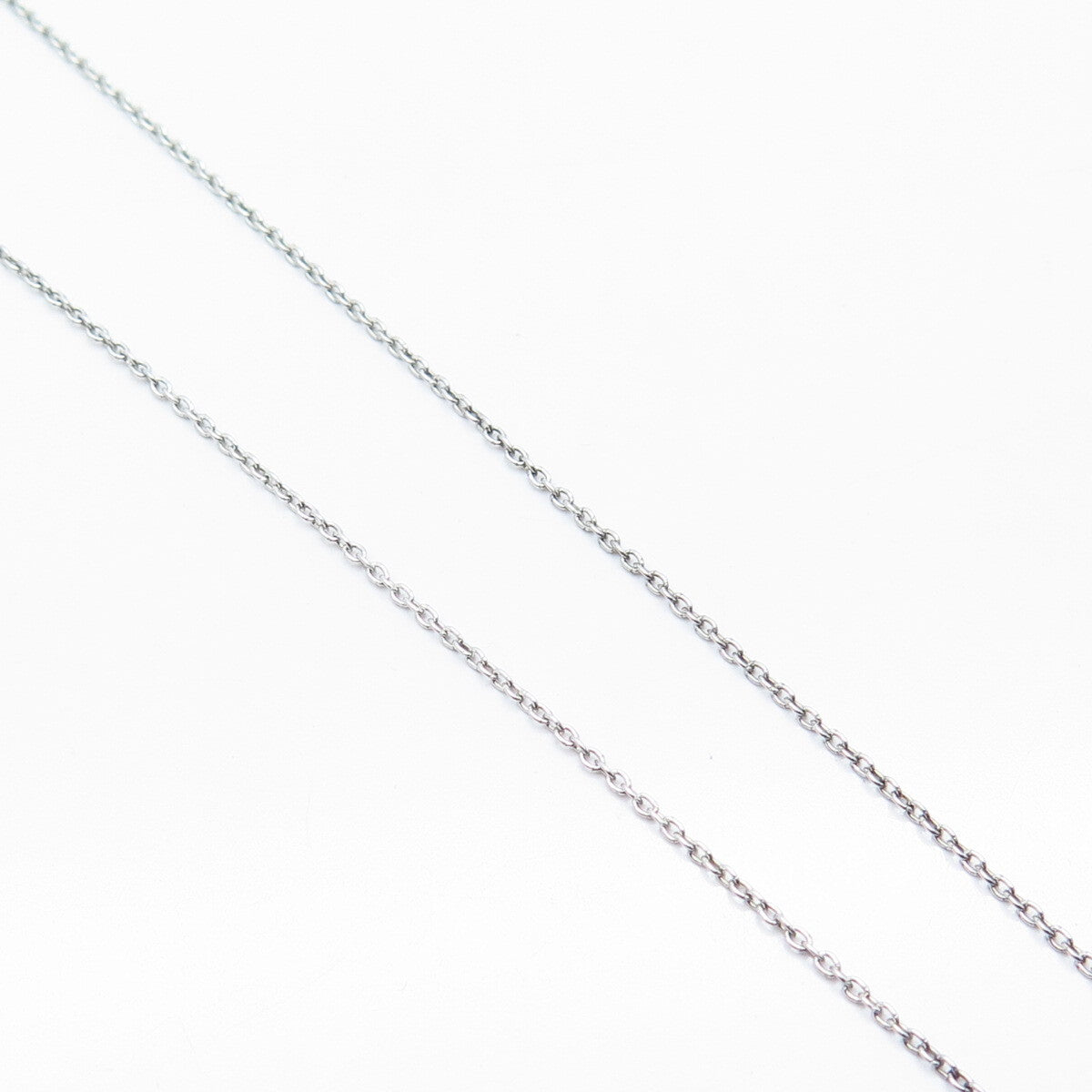 925 Sterling Silver 2-Tone Italy Real White Diamond Rolo Chain Necklace 18"
