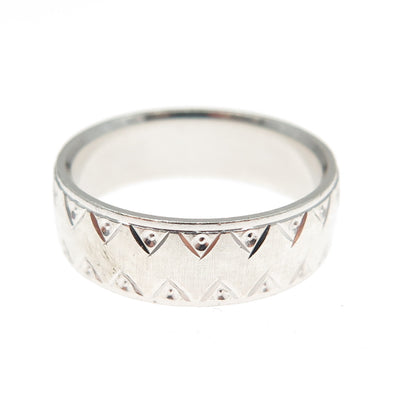 925 Sterling Silver Vintage MGR Zig Zag Band Ring Size 6.25