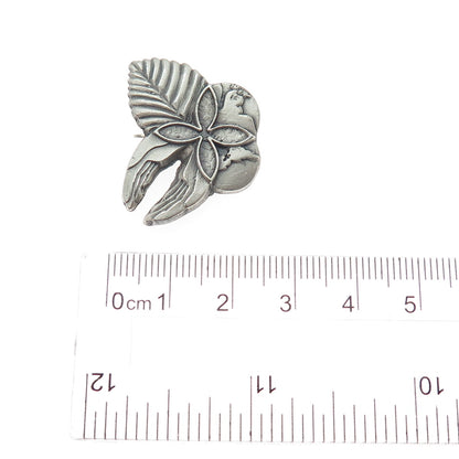 925 Sterling Silver Vintage World Peace Hands Butterfly Pin Brooch / Pendant