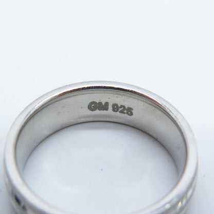 925 Sterling Silver Striped Band Ring Size 5.75